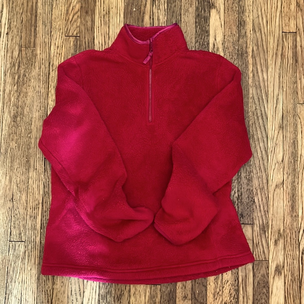 Lands End Mock Neck 3/4 Zip Red Fleece in SZ S(6-8).